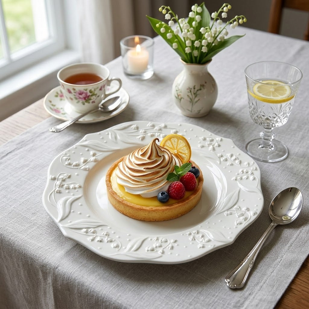 Embossed Lily of the Valley Ceramic Plate
