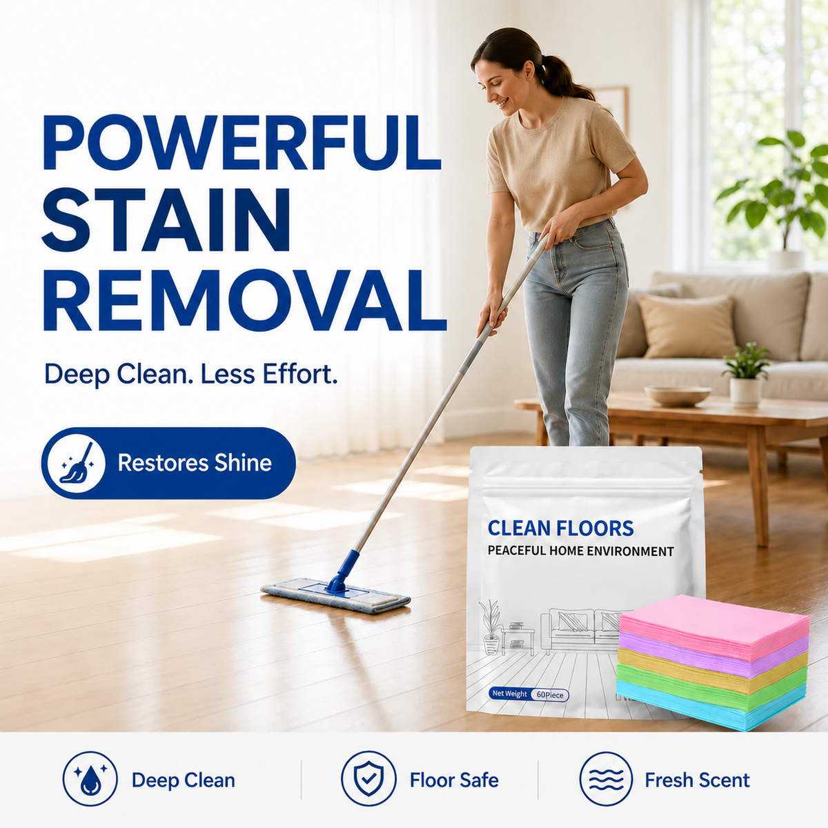 ✨ Buy 1 Get 1 Free  FloorGlow™ 4-in-1 Cleaning Sheets