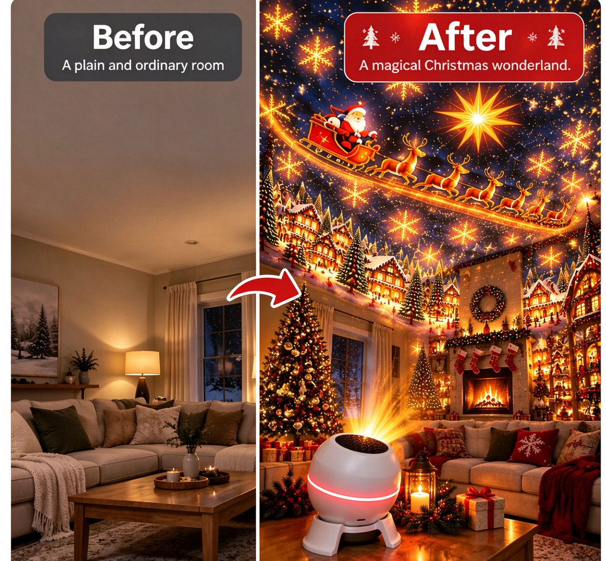 ⭐ Turn Any Room Into a Christmas Wonderland – Holiday Projection Night Light