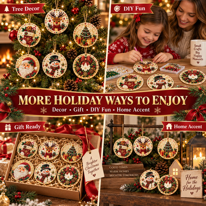 Christmas Diamond Art Ornament Kit — 6 Wooden Keepsakes  🌟🪵