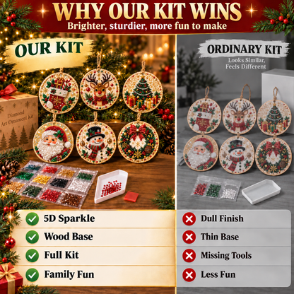 Christmas Diamond Art Ornament Kit — 6 Wooden Keepsakes  🌟🪵