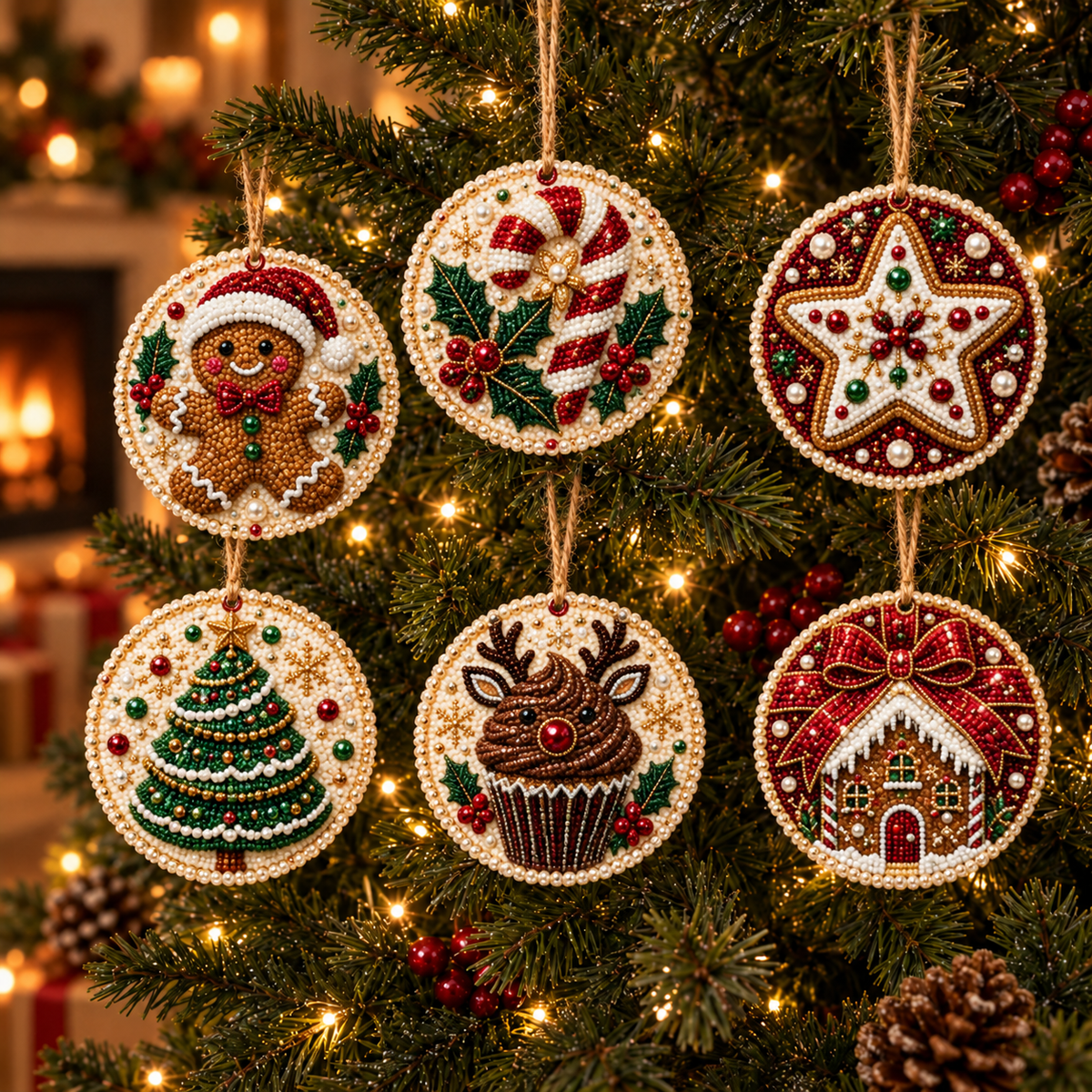 Christmas Diamond Art Ornament Kit — 6 Wooden Keepsakes  🌟🪵