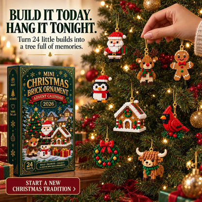 ⏳ Last Day 50% OFF – 🎄24-Day Mini Christmas Brick Ornament Advent Calendar | 24 Unique Buildable Holiday Ornaments to Create, Hang & Keep 🧱