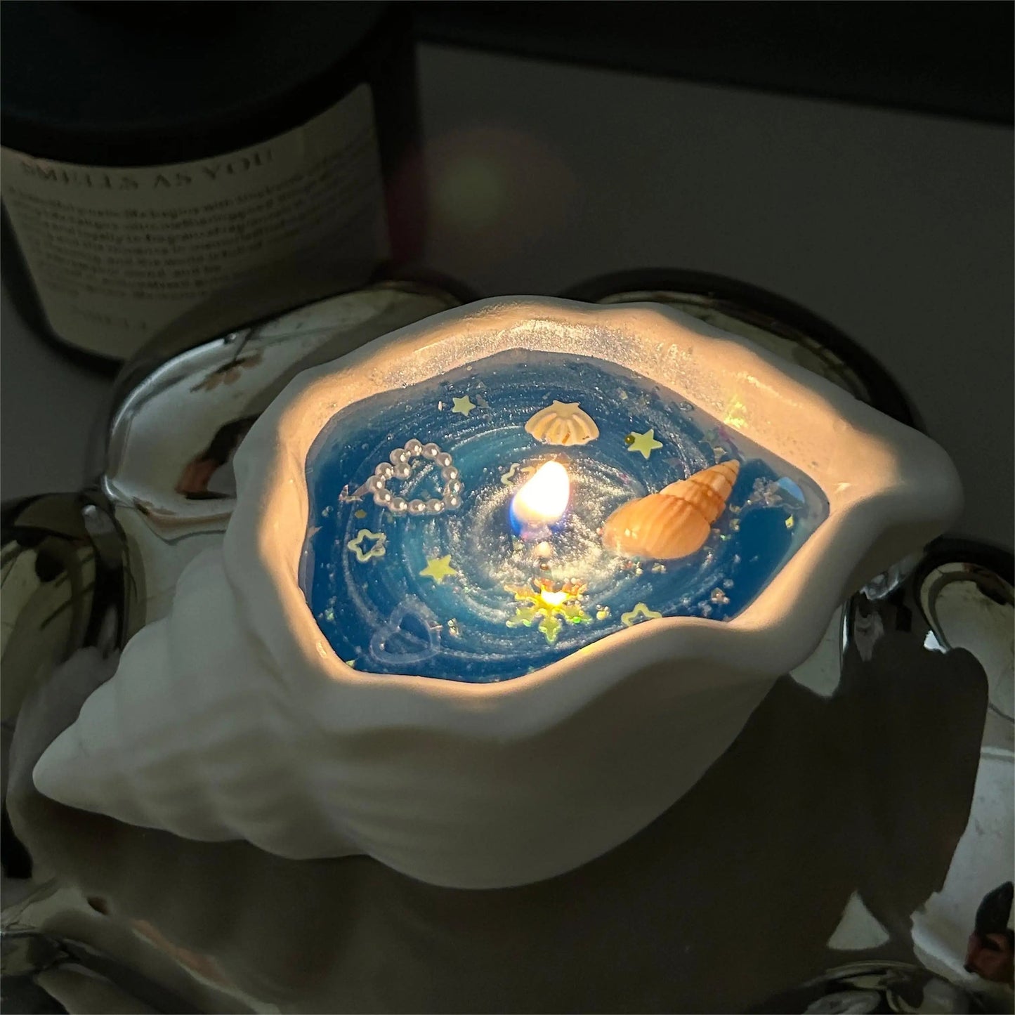 ✨ Starlit Ocean Shell Candle | Celestial Galaxy Aromatherapy