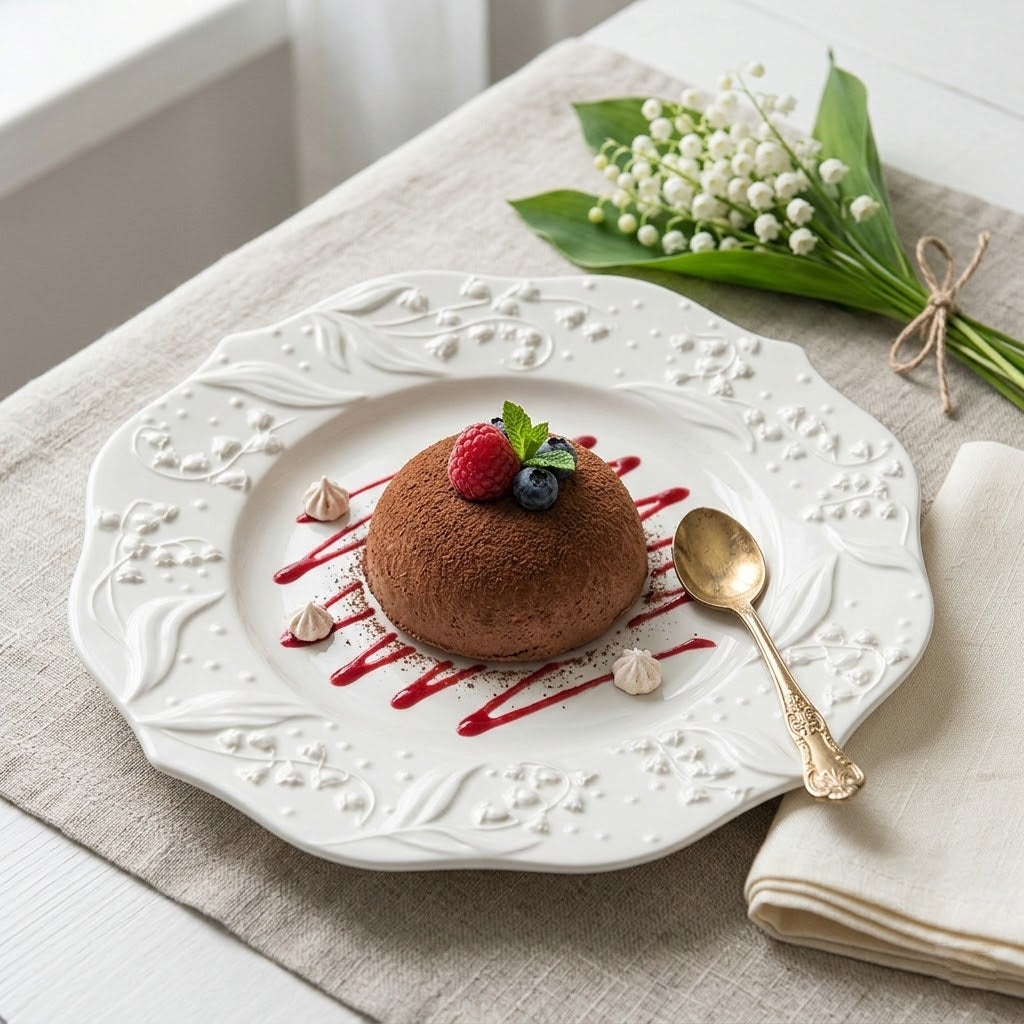 Embossed Lily of the Valley Ceramic Plate