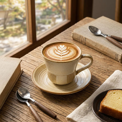 Retro Trumpet Coffee Cup and Saucer